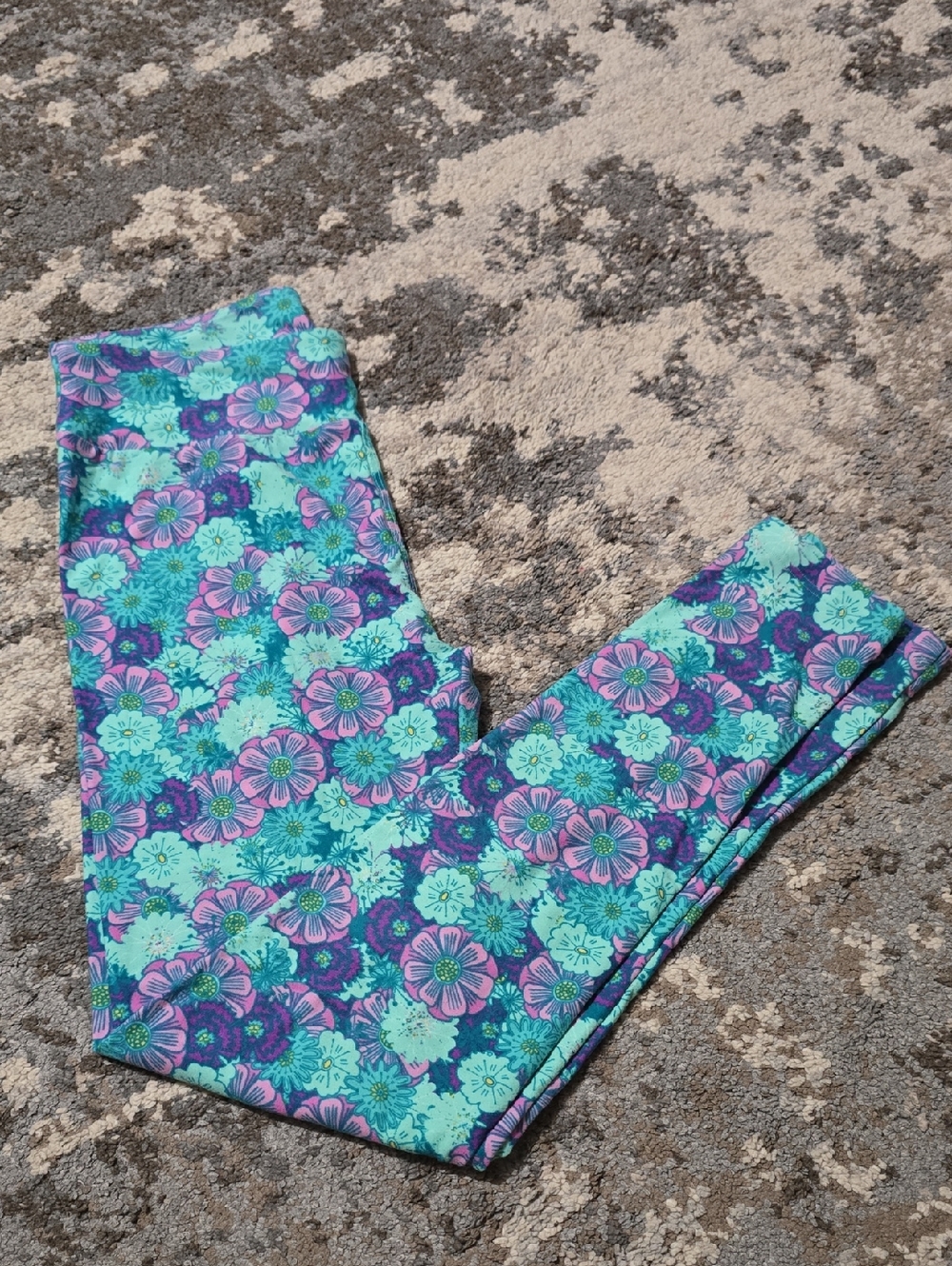 LuLaRoe OS Leggings in Teal & Purple